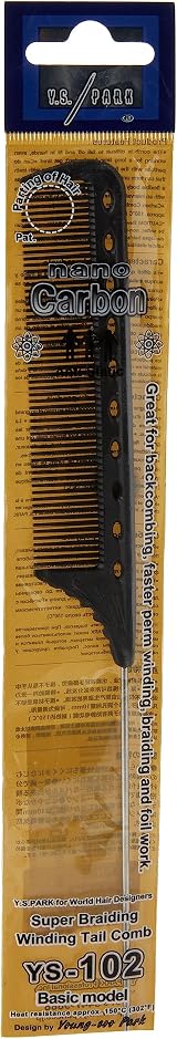 YS Park YS-102 Carbon Black Winding Tail Comb for Medium Hair view 4