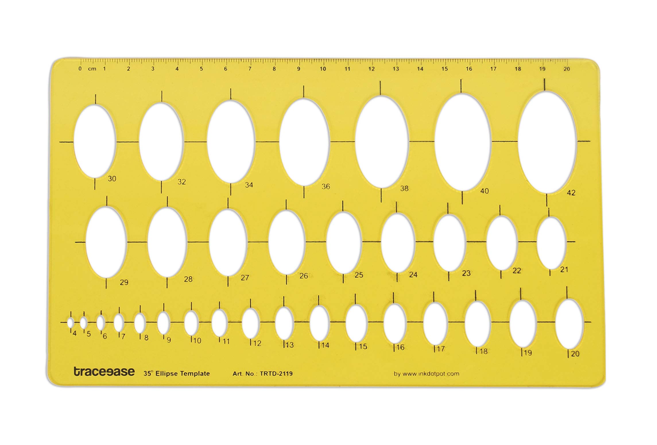 Traceease Geometric Drafting 35° Ellipse Template Drawing Stencil, Designing Template Measuring Ruler