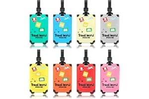 Ceecysaa 8 Pack Silicone Luggage Tags, Flexible Suitcase Tags with Name ID Card, Bright Travel Tags for Quick Spotting, Secur