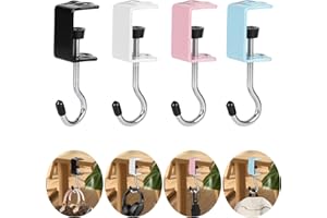 GELOBO 4 Pack Heavy-Duty Purse Hooks for Table & Desk - 50lb Capacity High-Strength Alloy Hanger, Multi-Use Organizer for Handbag, Backpack, Headphone, Space-Saving Office Table Accessories (Multicolor)