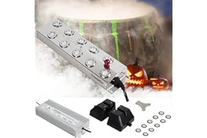 FoundGo Ultrasonic Fog Maker Fogger Machine Air Humidifier Mist Maker for Water Fountain Pond with Buoy/350W Power Adapter/10 Replacement Discs (10 Heads)