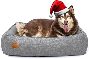 ATIFBOP Orthopedic Dog Bed for Large Dogs, Memory Foam Dog Sofa with Waterproof & Washable Cover, Cooling Energy Gel. Couch, Pain Relief Soft Couch Pet Bed (46x38x12 inch, Grey)