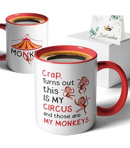 Crap Turns Out This Is My Circus Mug These Are My Monkeys Funny Mom Mugs - Best Birthday Gifts For Mom, Mother, Boss – Funny Christmas Gifts For Mom From Daughter Son – Funny Coffee Mug For Mom 11oz