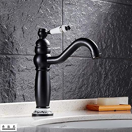 Wasserhahn Schwarzer Bronze-Wasserhahn Antike Waschkupfer-Retro-Becken