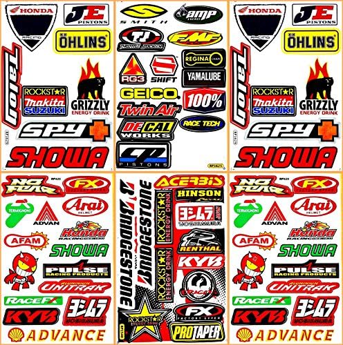 Supercross Pro Motocross Motorcycles Dirt Bikes MotoGP ATV Helmet Jet ski D6218 Lot 6 Vinyl Graphic Stickers Decals