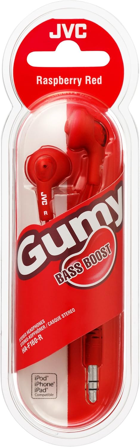 JVC Gumy In-Ear Wired Headphones Earphones Compatible with iPod, iPhone, Samsung - Red - Image 3
