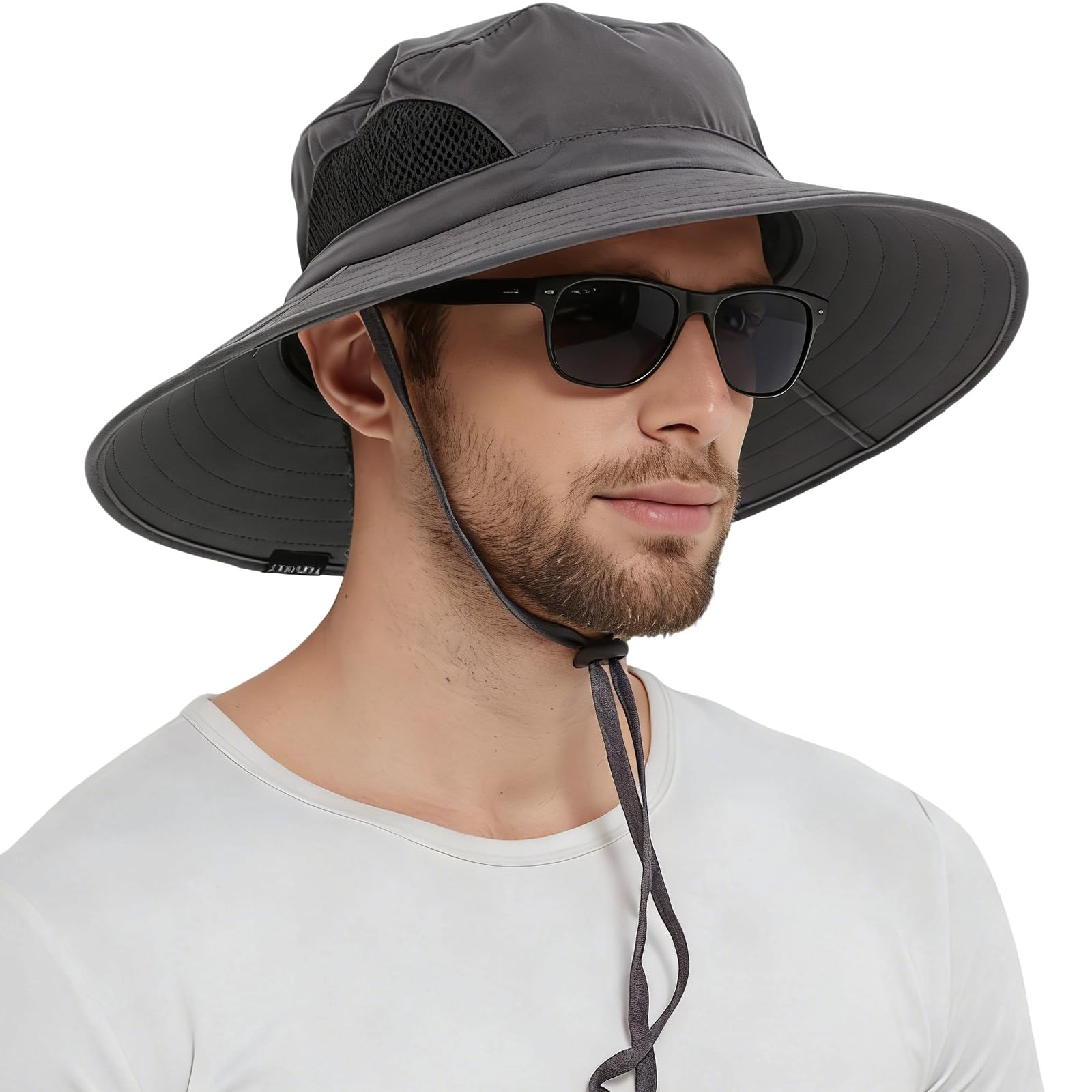 EINSKEY Wide Brim Sun Hat, UPF 50+ UV Protection Waterproof Packable Bucket Hat for Men & Women, Fishing Hiking Beach Garden Dark Grey