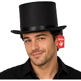Nicky Bigs Novelties Tall Black Satin Top Hat, Magician Costume Accessory | Sain 6in Crown, Tall Black Tophat For Men with 1in Band, One Size Fits Most, Perfect Halloween Costume Accessory