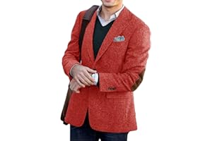 VENNYNG Men's Tweed Blazer Jacket with Elbow Patches Men Winter Short Trench Coat Vintage Coat