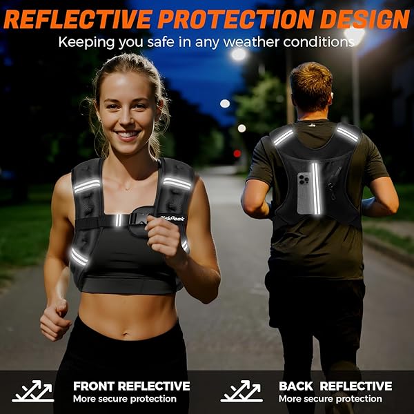 PICKPEAK WEIGHTED VEST FOR WOMAN MAN 5LB/6LB/8LB/11LB/12LB/13LB/15LB/20LB/25LB/30LB WEIGHTED VEST FOR WALKING, STRENGTH TRAINING WEIGHT VEST WITH ADJUSTABLE BUCKLE DETACHABLE PHONE POUCH FOR RUNNING WORKOUT