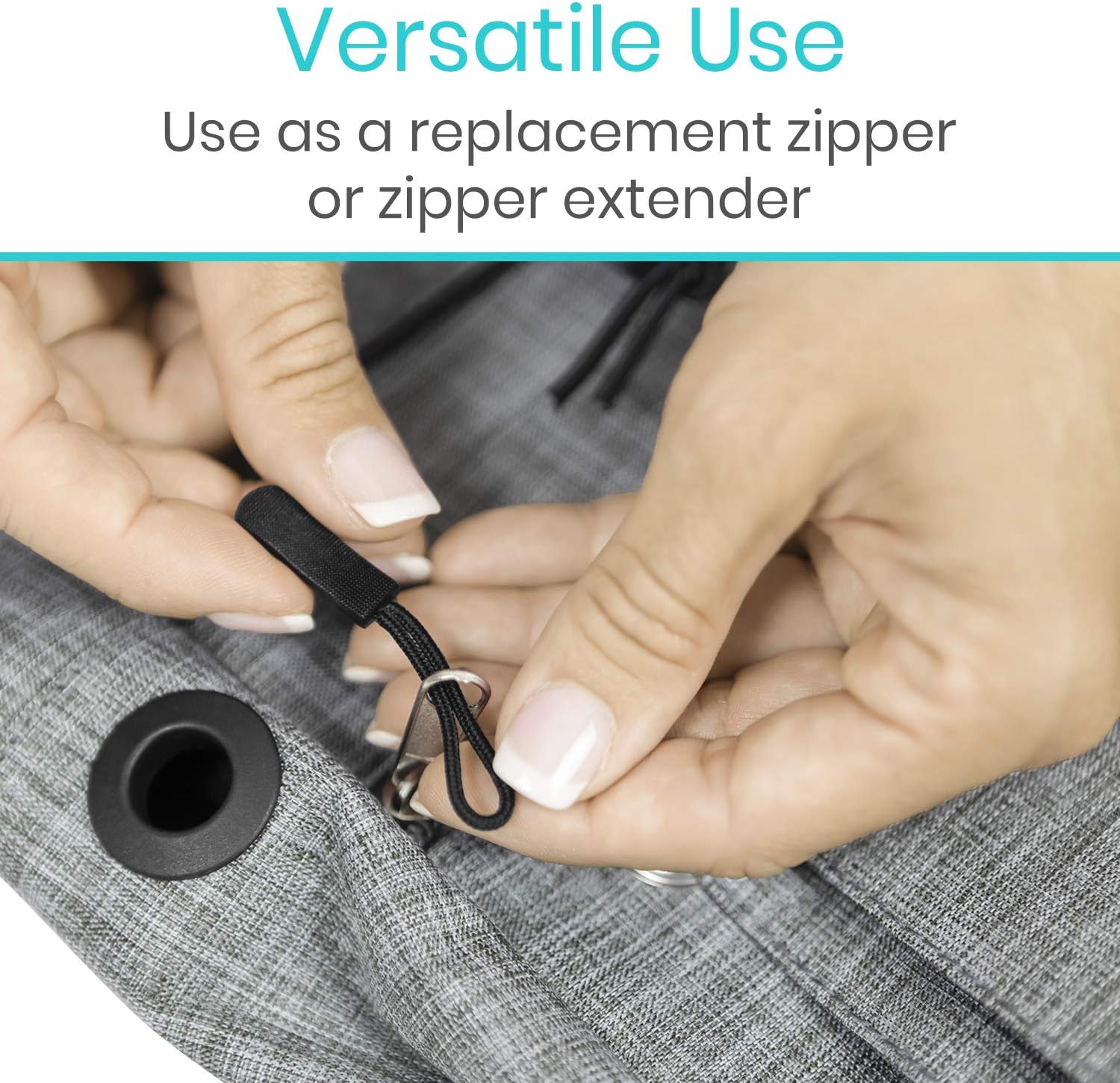 Vive Zipper Pulls (10 Pack) - Helper Grip Replacement Fix for Clothes, Shoes, Purse, Handbag, Luggage, Jacket, Backpack, Boot - Universal Easy Gripper Puller - Set of Plastic Repair Tabs Dexterity Aid