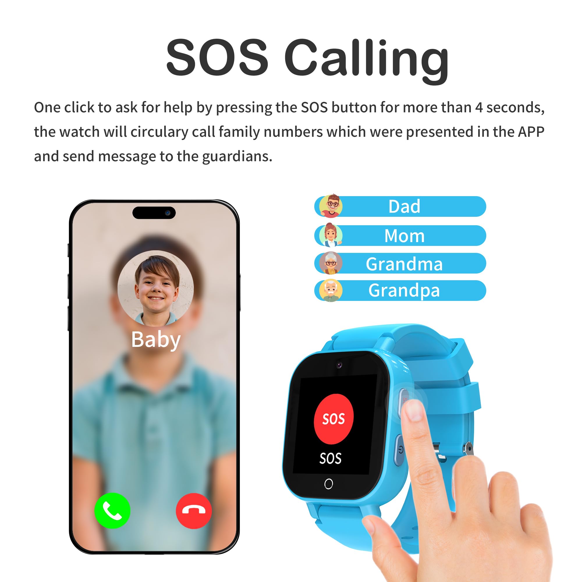 Phyulls 4G Kids Smart Watch Boys with GPS Tracker & Video Calling, Waterproof One-Key SOS Call Voice Chat Camera Alarm Sport Pedometer GPS Tracker Watch for Boys Age 4-12