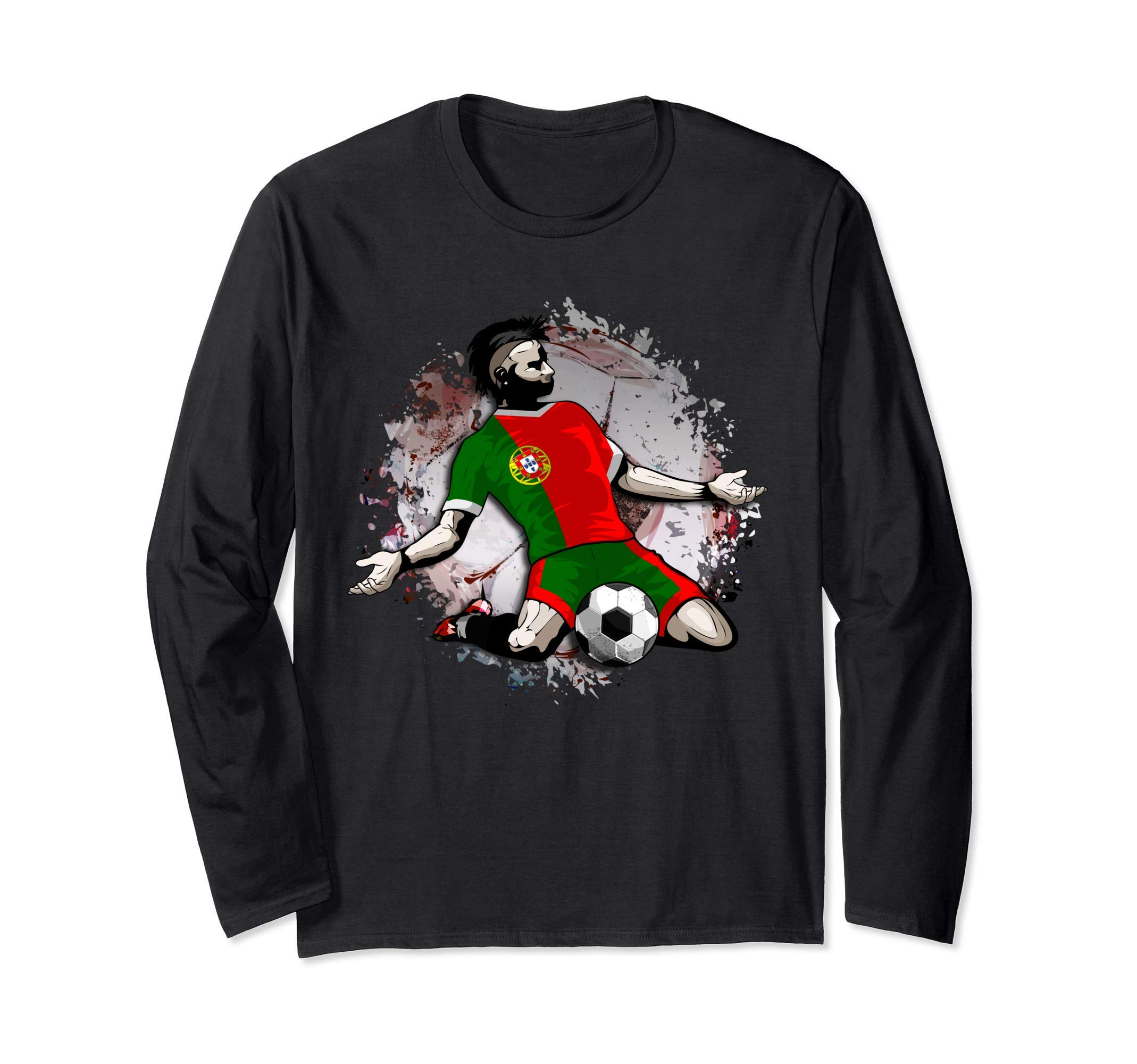 Portugal Soccer Portuguese National Flag Football Lovers Art Long Sleeve T-Shirt