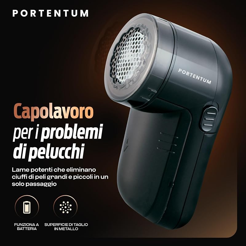 Rasatura elettrica antipelucchi – Rimuovi-pelucchi per abbigliamento, lame in acciaio inossidabile – Contenitore per pelucchi rimovibile – Batterie INCLUSE – Spazzola per la pulizia