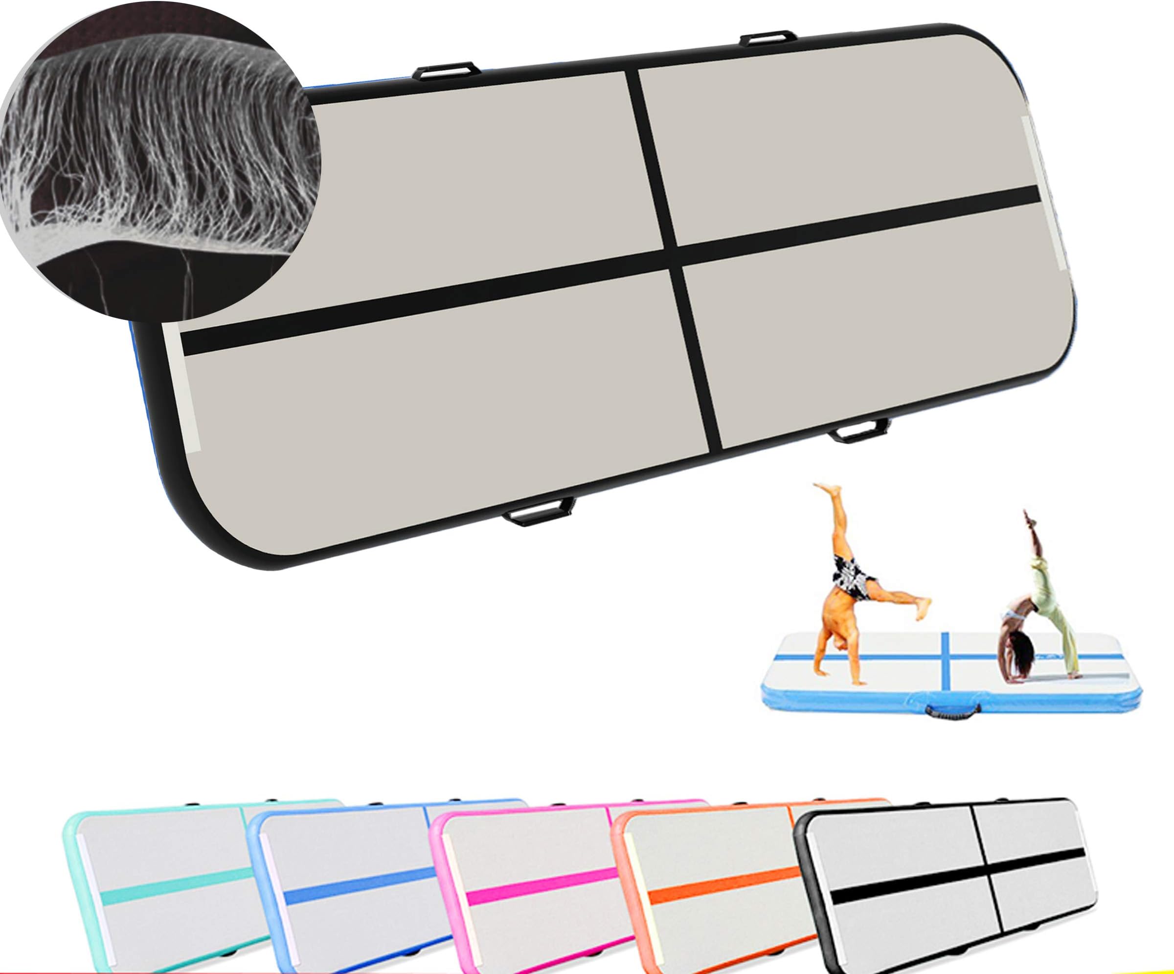 CLEAN ELF Air Track Inflatable Tumbling Mats for Gymnastics with Electric Pump | Suitable for Adults & Kids | Gym, Yoga, Training, Beach, Exercise Gymnastics Mat