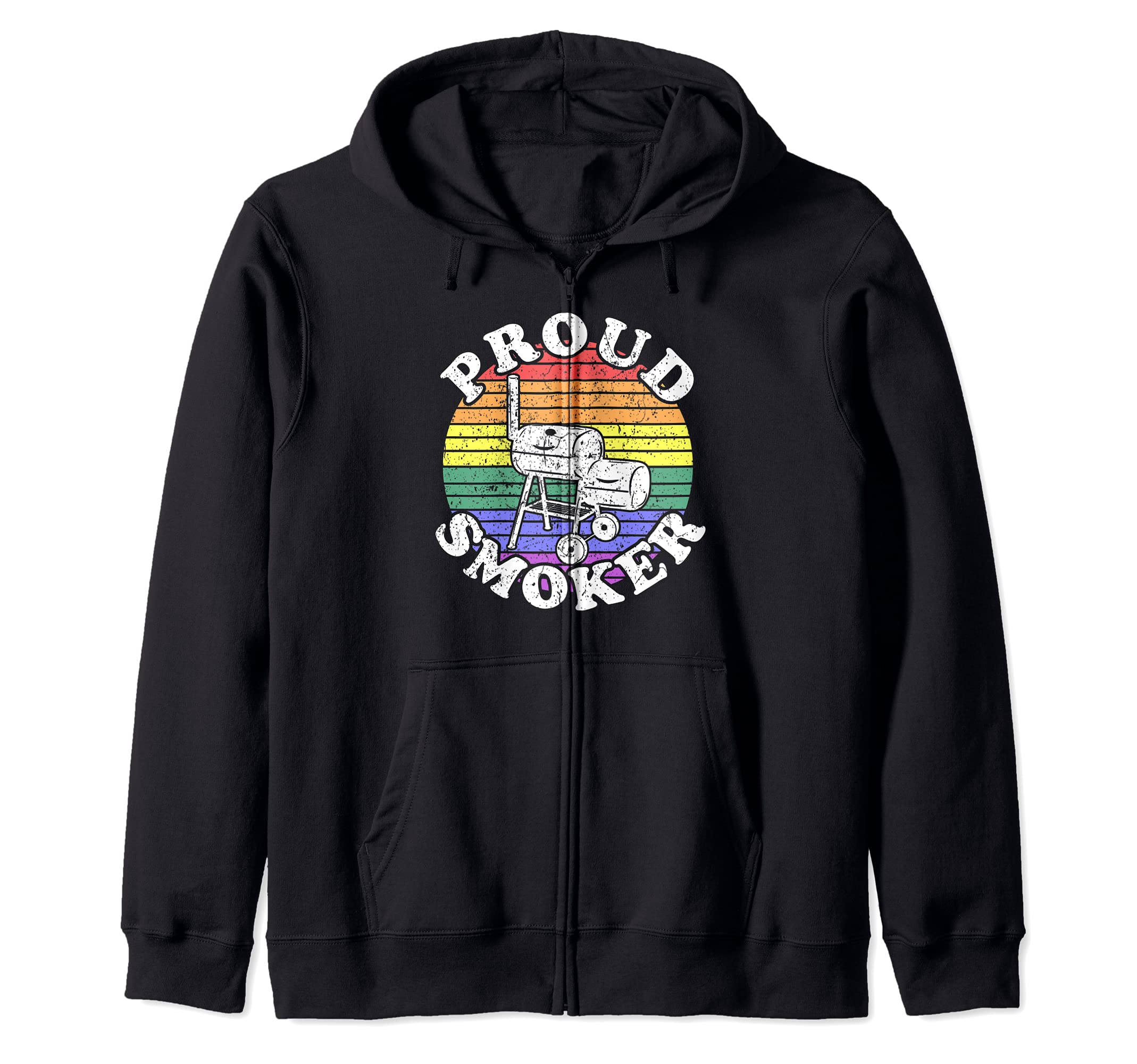 Proud Smoker Retro LGBT BBQ Smoker Zip Hoodie