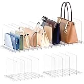 PAVSTINE Purse Organizer for Closet, Stackable Handbag Storage Shelf, Adjustable Clear Shelf Dividers, Keep Clutch, Bag, Pocketbook Upright, for Bedroom