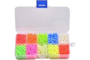 Assorted Color Fishing Beads-JSHANMEI 1000PCS 10 Colors Set Fishing Bait Eggs Glow in Dark Hard Plastic Glow Beads Lure Rig B