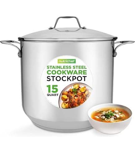 ExcelSteel ExcelSteel Made In Italy 2 Pc Stainless Steel 4 Qt Stockpot W Sandwich Base Induction Cooktop Ready