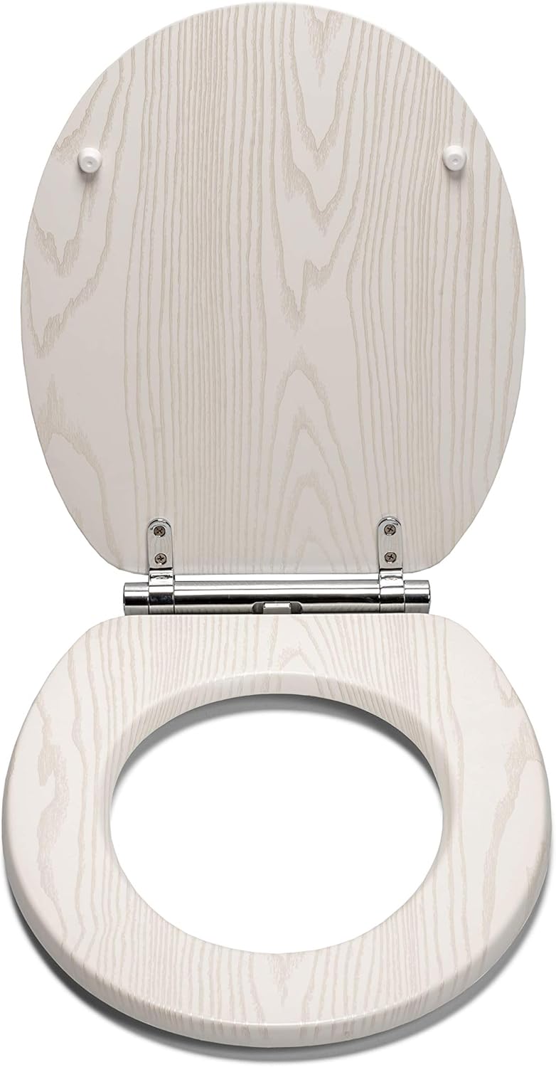 Croydex FlexiFix Toilet Seat, Oak Effect/Grey Oak/White, Universal