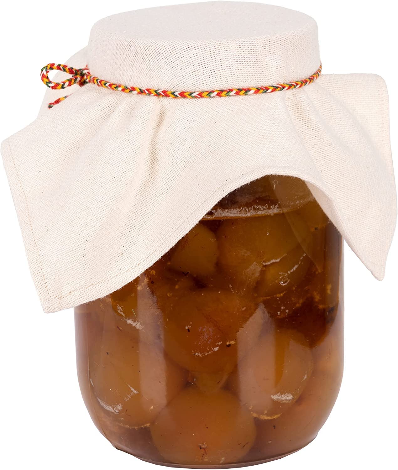 12-Pack Kombucha Jar Cloth Covers with Rope ; Reusable Unbleached Muslin Linen Cotton Lids with Rubber Bands