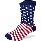 Good Luck Sock Men's American Flag Crew Socks,Large (Shoe size 7-12),Blue