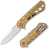 Buck Knives 812 Trace Folding EDC Knife, Bronze, 3.95 oz | 3.23&rdquo; Drop Point 7Cr17MoV Steel Blade, Partially Serrated, Aluminum Handle, Pocket Knife for Everyday Carry