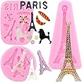 Mujiang Eiffel Tower Silicone Molds I Love Paris Poodle Dog Fondant Mold For DIY Cake Cupcake Decorating Candy Chocolate Set Of 3