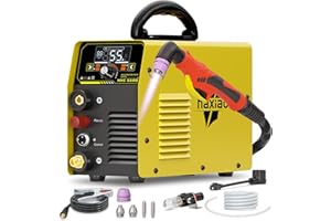 haxiaoer 55A Plasma Cutter [Large LED Display], Non Touch Pilot ARC High Frequency Air Power Plasma Cutter Machine, DC Inverter 110V/220V Dual Voltage Plasma Cutting Machine, PT/2T/4T, 1/2” Clean Cut