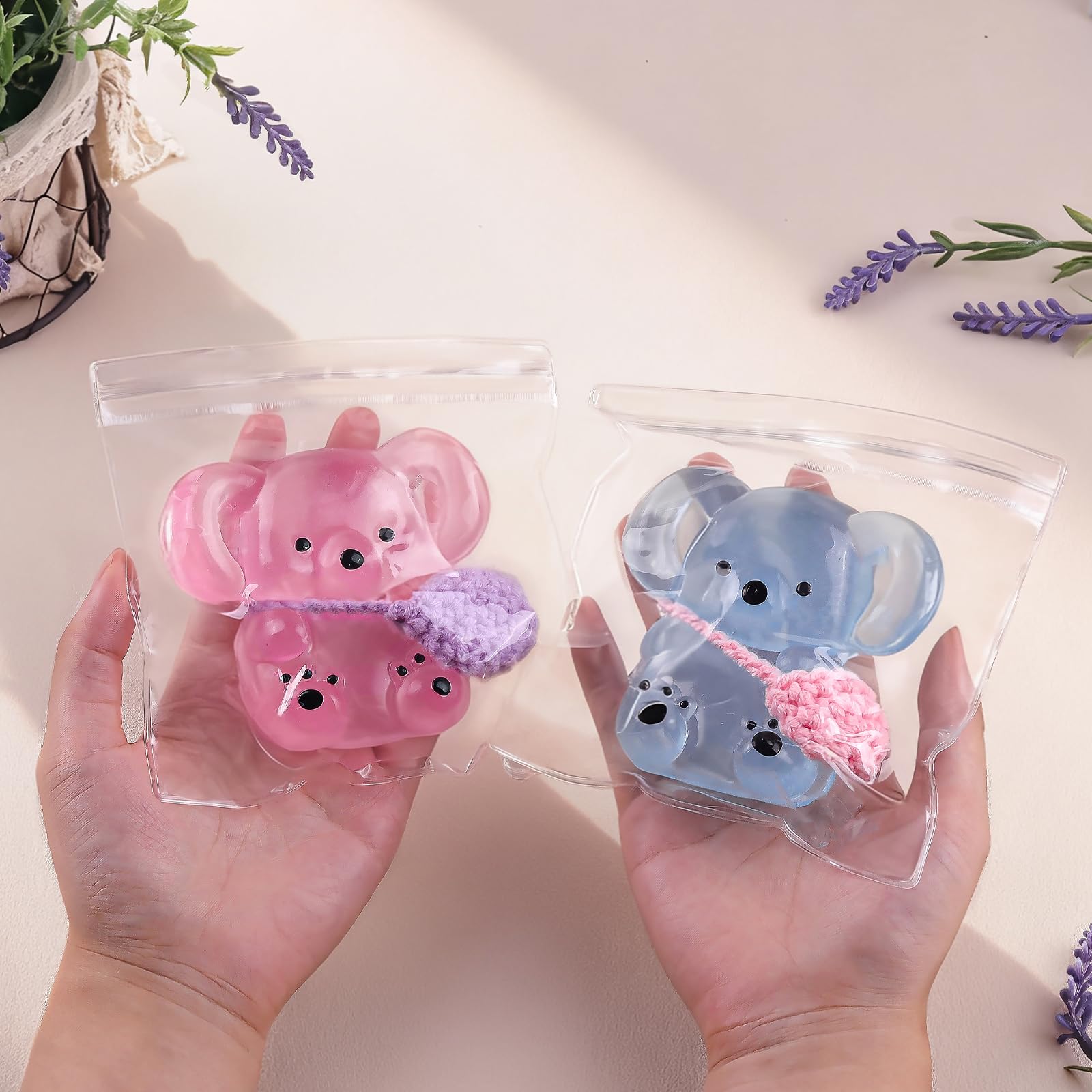 Anboor 2 Stück Koala-Squishy-Spielzeuge, weiches Kristall-Koala-Squishy-Spielzeug zum Stressabbau, niedliches Tier-Squishy-Spielzeug zum sensorischen Zappeln für Kinder und Erwachsene (8,6 cm) 5