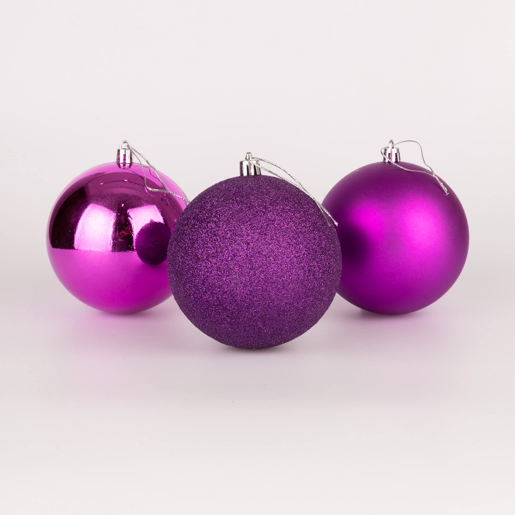 10cm/3Pcs Christmas Baubles Shatterproof Purple, Christmas Tree Decorations Ball Ornaments Balls Xmas Hanging Decorations Holiday Decor - Shiny,Matte,Glitter