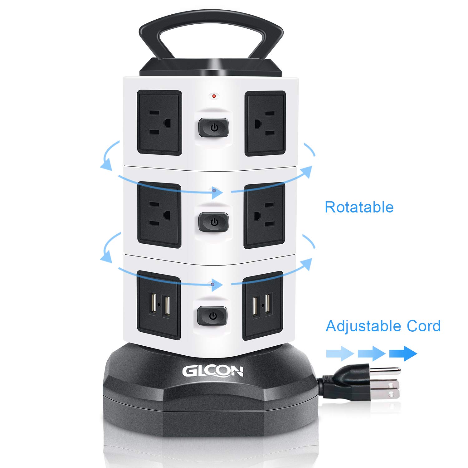Power Strip Tower with USB GLCON Surge Protector Electric