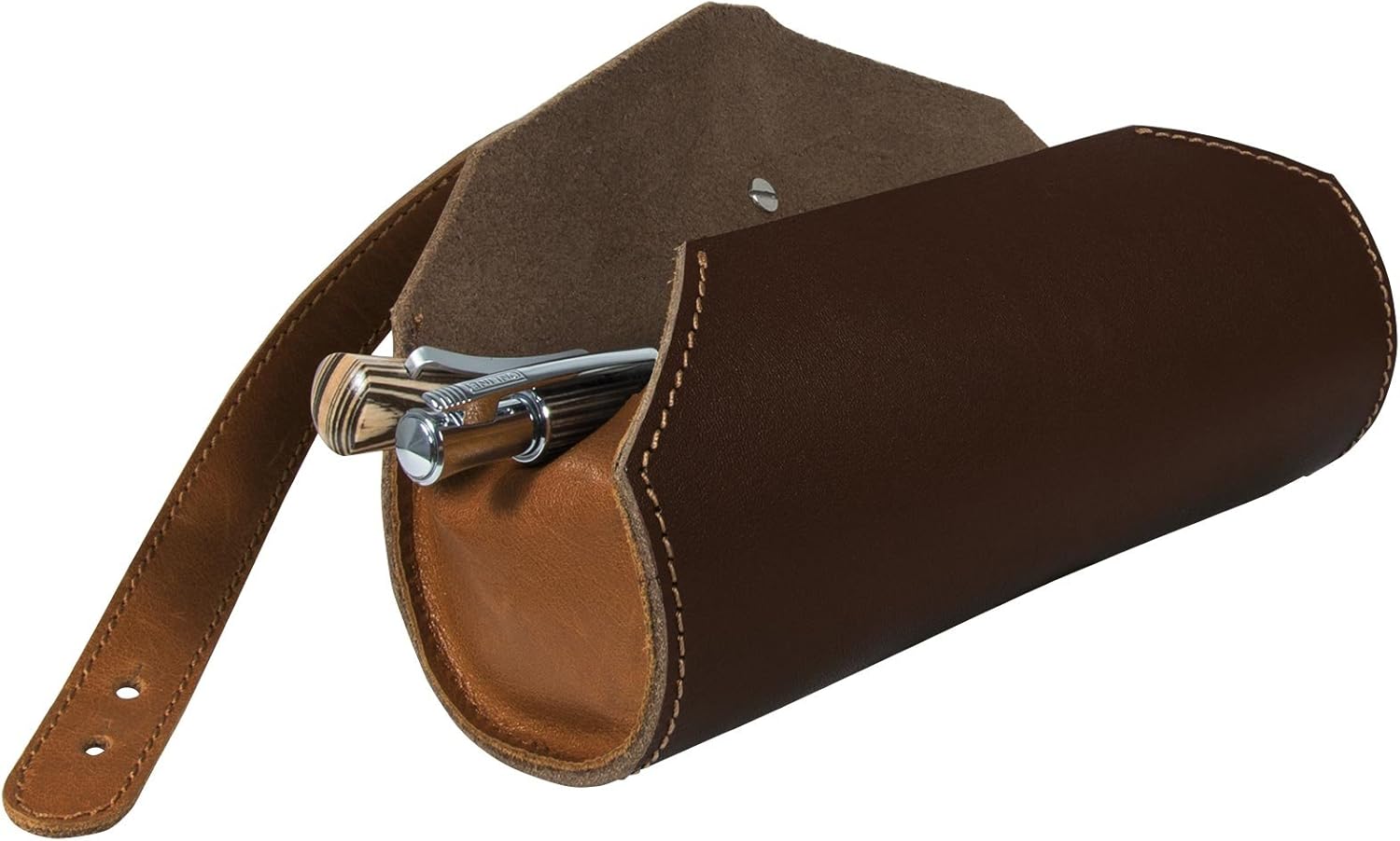 ONLINE Leather Pen Roll Pouch, Brown