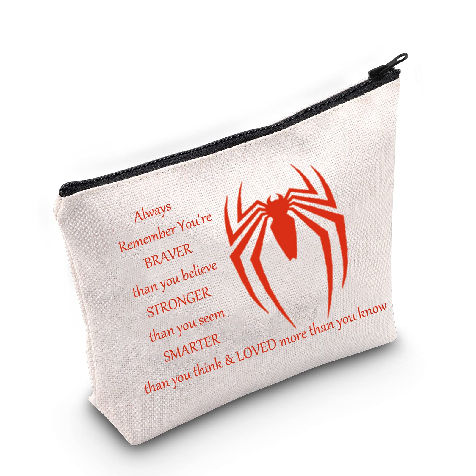 LEVLO Spider Movie Cosmetic Make Up Bag Movie Fans Inspired Gift You are Braver Stronger Smarter Than You Think Spider Makeup Zipper Pouch Bag for Women Girls (Spider Bag)