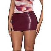 Milumia Women's Pu Leather Skirt Y2k Low Waisted Bodycon Mini Skirts Party Club