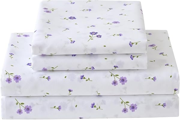 Softan Floral Queen Sheet Set Printed Bed Sheets Queen Size - 4 Piece Microfiber Patterned Fitted Sheets with 15" Deep Pocket