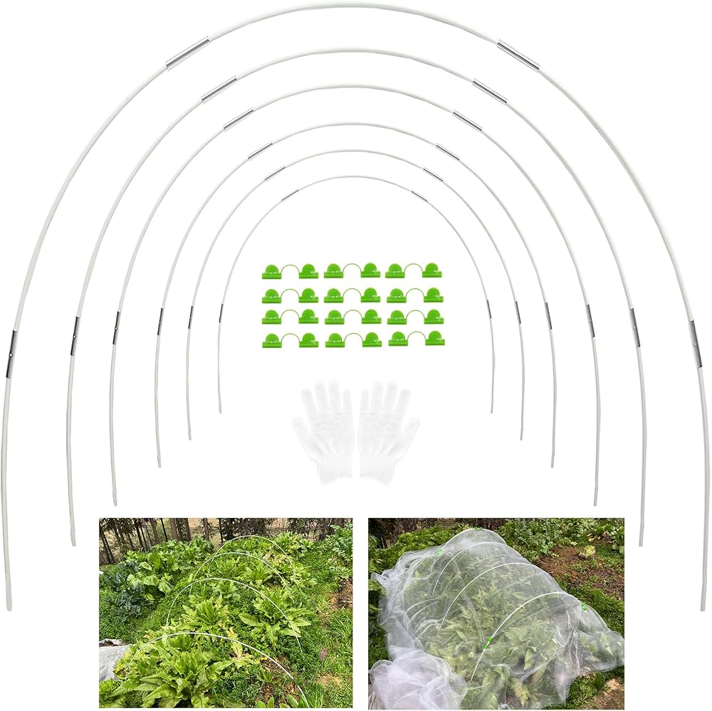 YUNSTK 30Pcs Garden Hoops Fiberglass 7 Ft Grow Tunnel Kit with Clamps