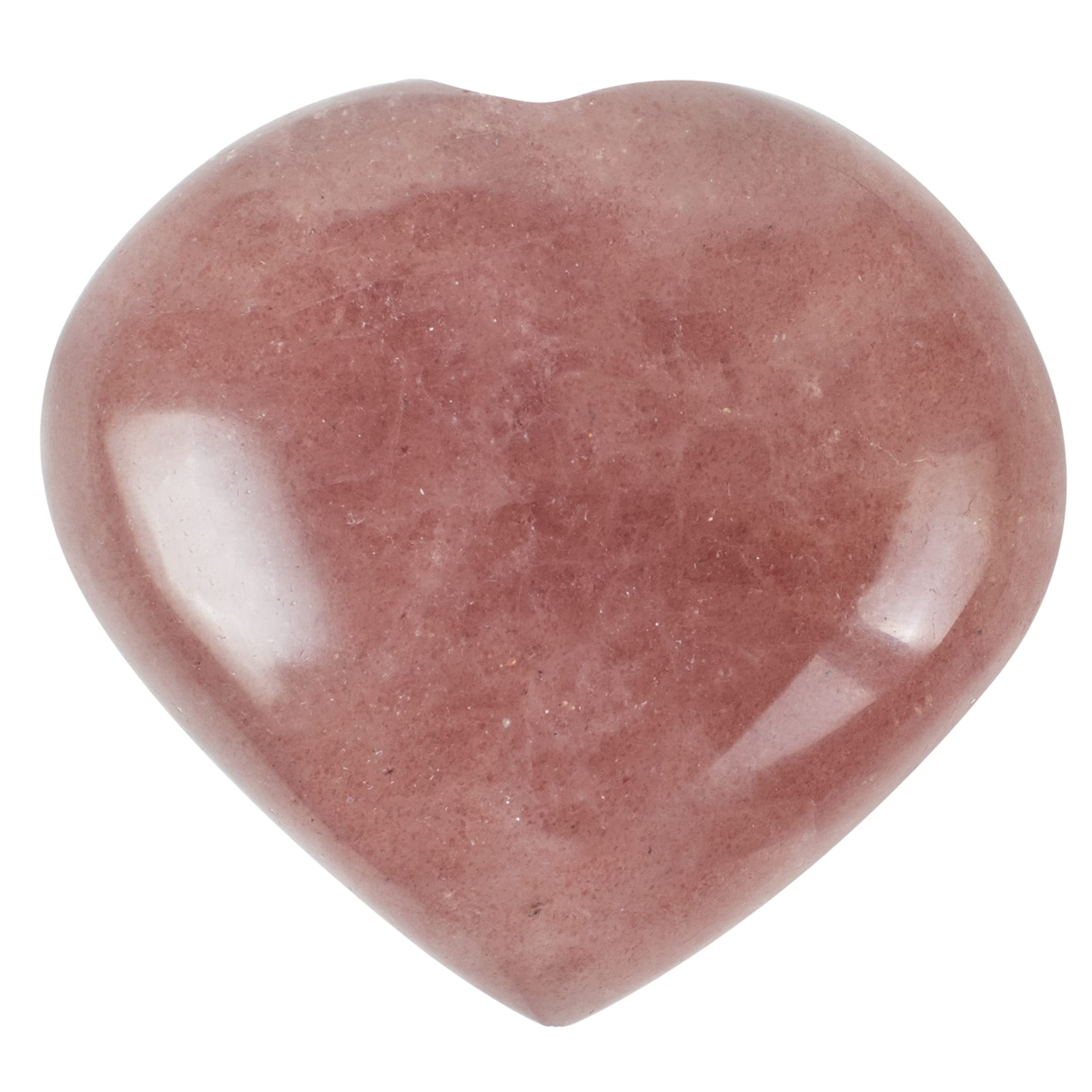 Crocon® 50mm Strawberry Quartz Heart stone Big Heart Shape Puff Stones Set 450+ Carats Pocket Crystal Healing Tumble Collection Palm Worry Stone Good Luck Charm Meditation Gift Craft Home Decor