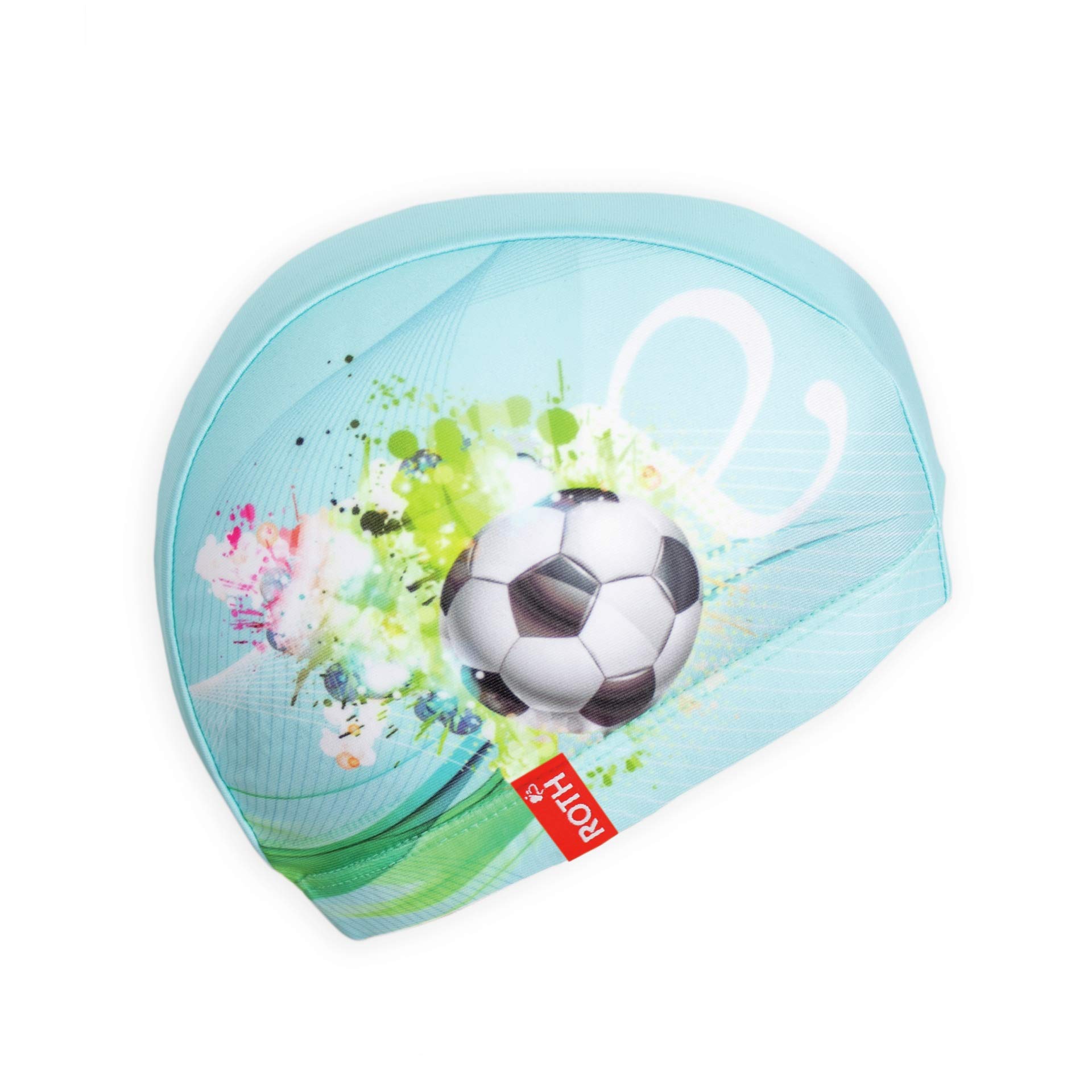 ROTH Boys Fabric Swimming Cap 4-9 Years Boys Football Star Light Blue