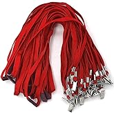 Bird Fiy Lanyards Breakaway Bulk Red Lanyards Neck Flat Safety Badge Lanyard Bulldog Clip (Red, 50 PCS)