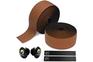 TOPCABIN® Camouflage Series Comfort Gel Road Bike Handlebar Tape Bike Bar Tape with Reflective Bar Plugs (Brown(PU a Pair))
