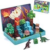 hahaland Mini Magnetic Blocks Travel Set with Magnetic Case for Kids 3-5 | 52 Pcs Magnet Building Cubes Dinosaur Kids Travel Toys Road Trip Airplane Essential, Stem Toys 3 4 Year Old Boy Birthday Gift