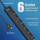 DEWENWILS 6 Way Extension Lead with Individual Switches 5M Surge Protected view 2