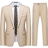 WULFUL Men's 2 Piece Slim Fit Suit Set One Button Blazer Jacket Pants Tuxedo Set for Party, Wedding and Business