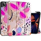 DONGKE Case for iPad Pro 12.9 inch 6th Generation 2022, Built-in Pencil Holder + Trifold Stand + Auto Wake/Sleep + Protective Cover for iPad Pro 12.9 5th/4th/3rd Gen - Floral Artistic
