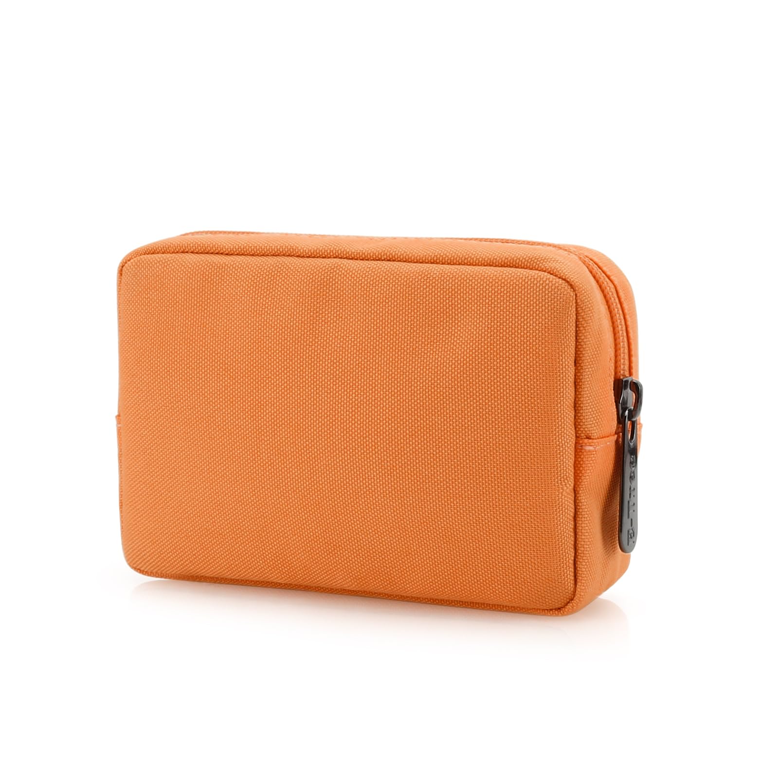 Photo 1 of E-Tree Cute Small Makeup Bag,Cosmetic Toiletry Make up Skin Care Little Items Pouch for Purse,Zipper Mini Tech Charger Cable Electronic Organizer Case,Travel Accessories for Women Men Teen,Orange