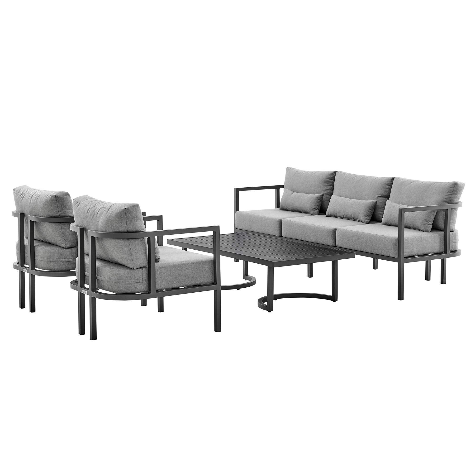 Photo 1 of **Final sale no returns allowed ** Please review ratings before purchasing**

**Venta final, no se permiten devoluciones** Revise las calificaciones antes de comprar**


Armen Living Venice 4 Piece Dark Gray Aluminum Outdoor Seating Set with Dark Gray Cus