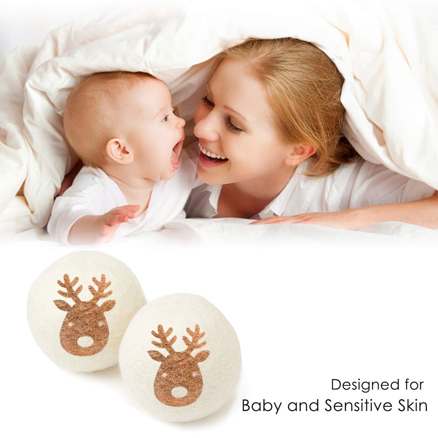 Wool Dryer Balls for Laundry - Organic New Zealand Wool, Natural Fabric Softener, Anti Static, Baby Safe, No Lint, Reusable and Odorless