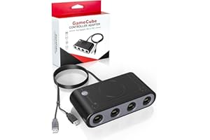 Honghao Gamecube Adapter for Nintendo Switch Gamecube Controller Adapter and WII U and PC, Super Smash Bros Gamecube Controller Adapter with 38inches USB Cable,Support Turbo Function (Black)