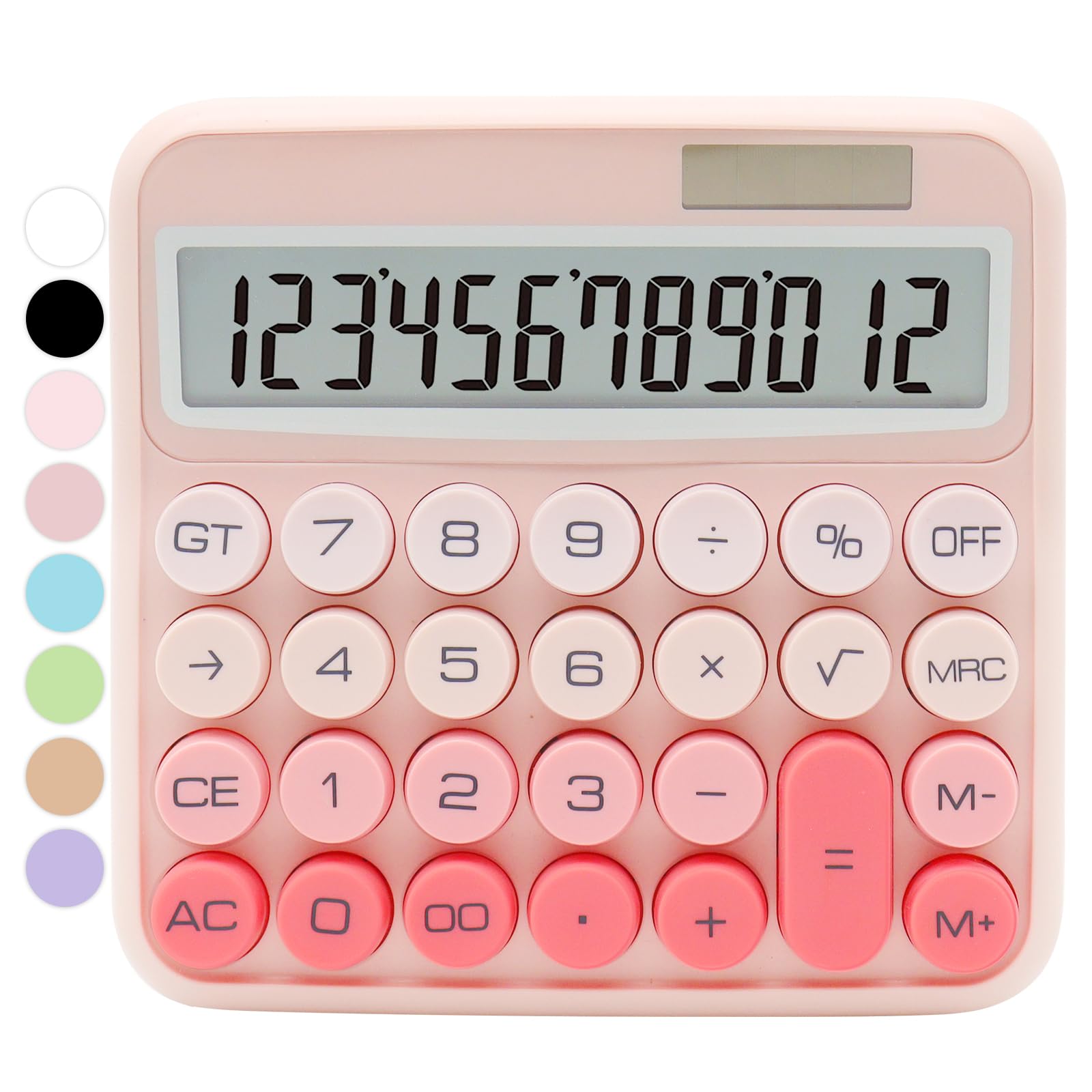Gradient Pink Calculator with Large LCD Display and Big Buttons - Cute Office Accessory for Women, School, Home, Business